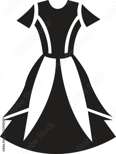 Elegant Black Dress Design Simple Silhouette, Modern Fashion Icon