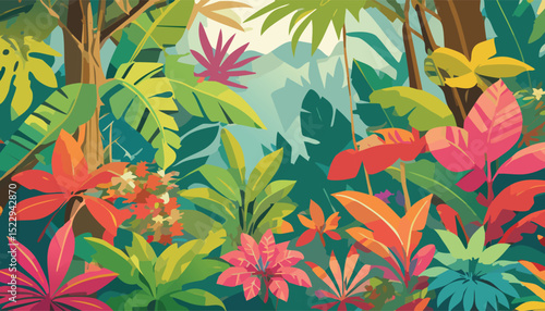 Tropical Rainforest Vegetation Vector Set – Diverse Exotic Plants and Foliage Illustrations