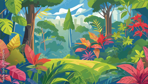 Tropical Rainforest Vegetation Vector Set – Diverse Exotic Plants and Foliage Illustrations