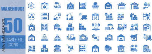 Fifty editable warehouse icons logistics supply chain management