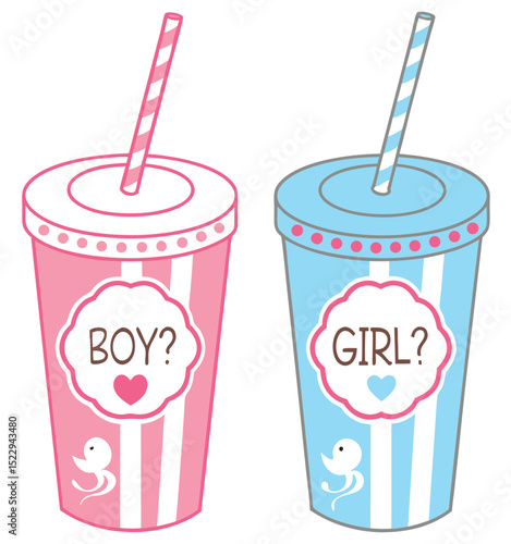 Boy or Girl Gender Reveal Drink Cups Vector