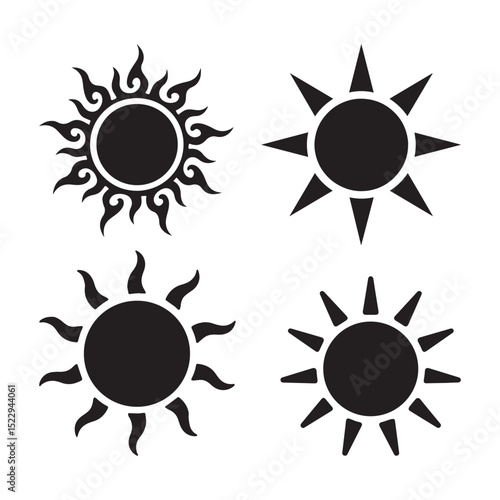 Sun icon silhouette vector design with white background