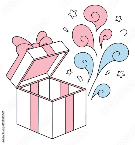 Gender Reveal Unboxing Mystery Gift Box Vector