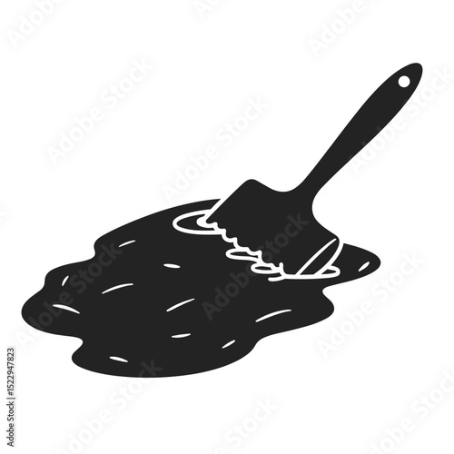 Applying putty spatula on surface. Putty knife spreads smooth layer of patching compound.  Construction tool for filling cracks and holes.