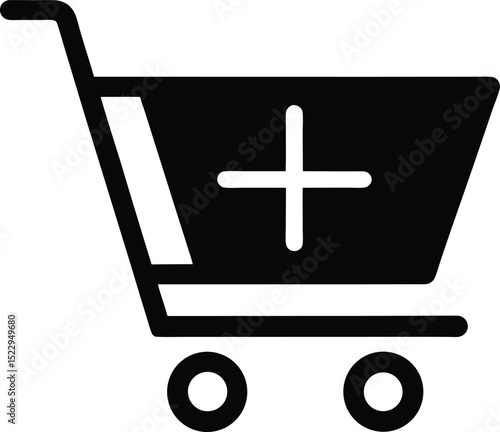 Interactive Shopping Cart with Spinning Arrow Three vector silhouette illustration