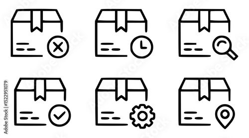 Delivery package icons representing status and tracking information