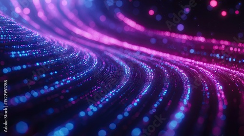 Abstract design with swirling lines of glowing particles.