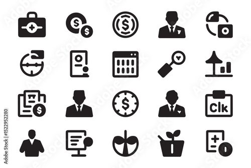 Business and Finance Icon Set:  A Collection of  Vector Icons for Business, Finance, and Management