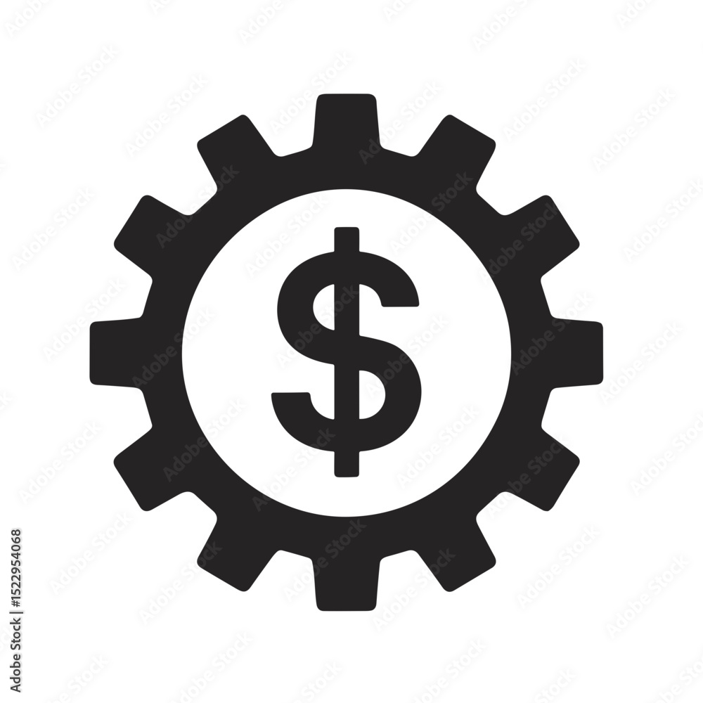 Gear with dollar sign symbolizing finance and industry concepts Gear with dollar sign symbolizing finance and industry concepts