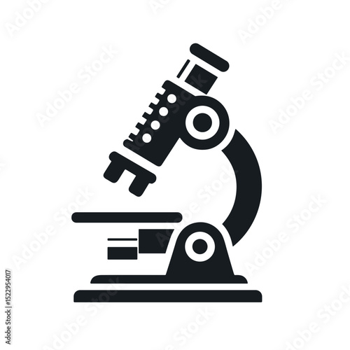 Scientific microscope illustration in black and white design  