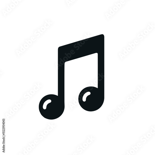 Black musical note icon on a white background  