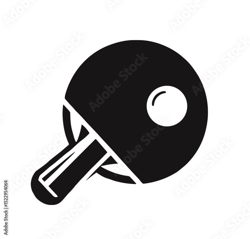 Black ping pong paddle icon on white background  