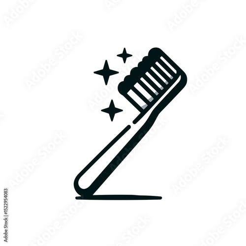 Toothbrush with sparkling stars in minimalist black design  