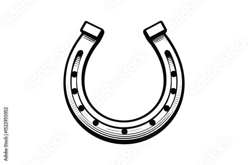 Detailed horseshoe vector illustration with shading. Ideal for western and equestrian themed designs.
