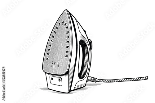 Detailed vector illustration of a clothes iron. Ideal for laundry and household designs.