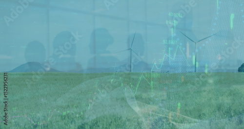 Image of data processing over wind turbine