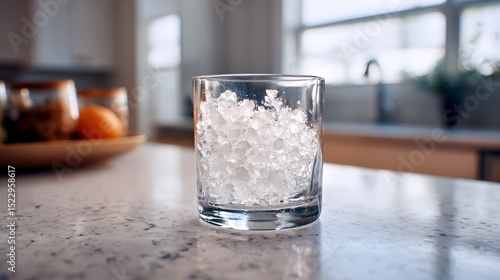 Refreshing Glass of Nugget Ice on a Modern Kitchen Countertop Ready for Your Favorite Beverage