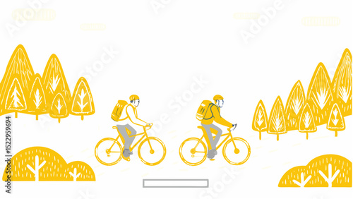 Adventurous cyclists exploring nature trail together enjoying biking adventure in scenic landscape Road trip