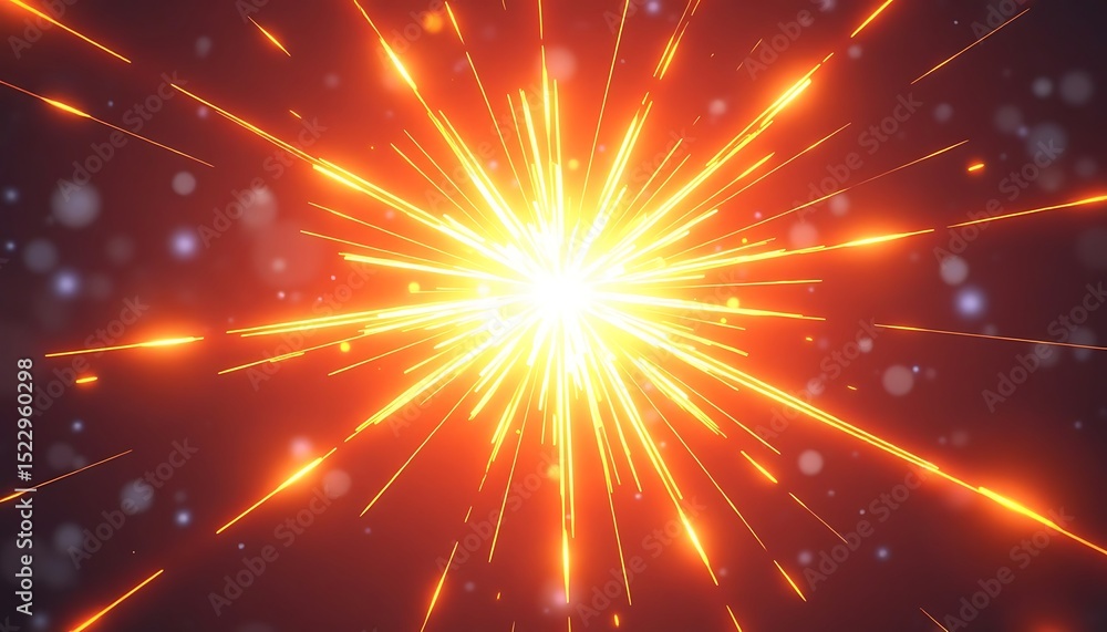 Naklejka premium Abstract Burst of Energy Glowing with Yellow Light Rays on Red