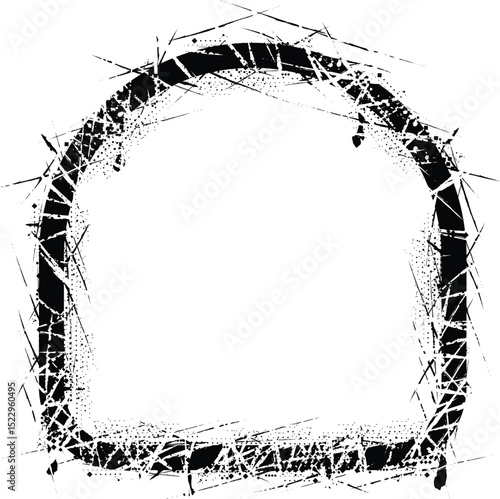 PNG Grunge Texture Frame with Abstract Ink Spray Frame Borders Glitch Distortion Noise