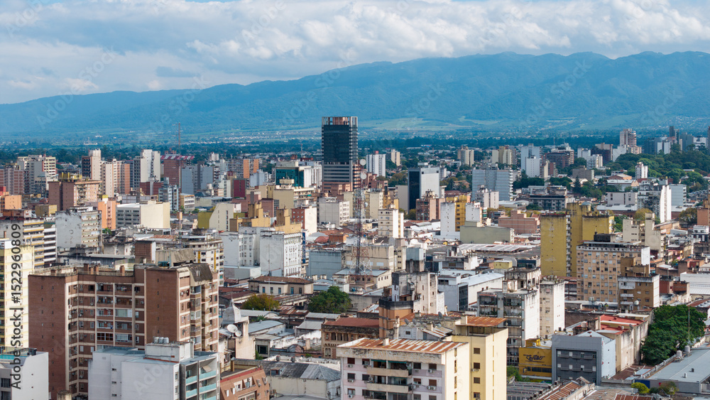 Fototapeta premium Aerial view of the city of San Miguel de Tucuman, Argentina.