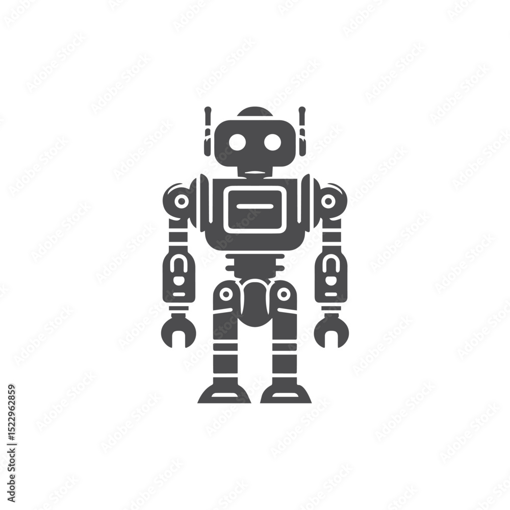 Fototapeta premium A fun, cute, retro cartoon robot toy illustration for a science and technology icon