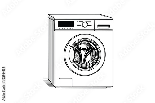 Modern front load washing machine vector illustration. Appliance for laundry and home design.