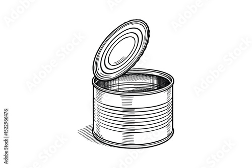 Open can vector illustration. Perfect for food related designs and storage concepts with line art.