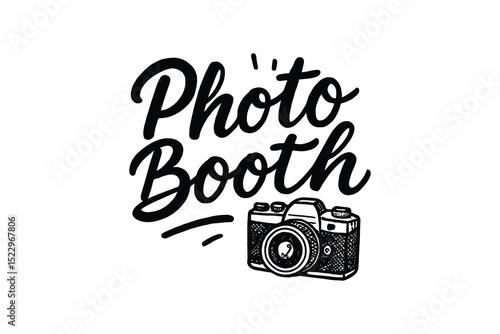 A vector logo design for a photo booth. Featuring a camera icon for photography events.
