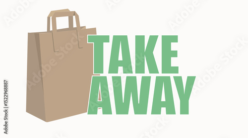 Take Away Bag Icon. Vector isolated illustration of a take away paper bag. Take Away Sign