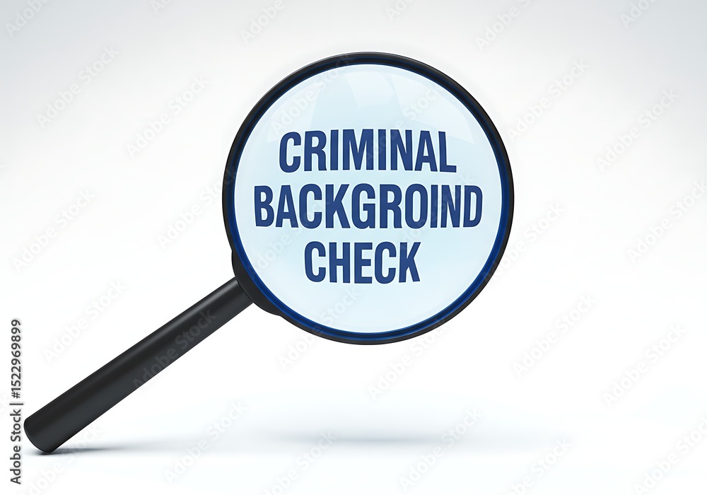 Criminal background check under magnifying glass Criminal background check under magnifying glass