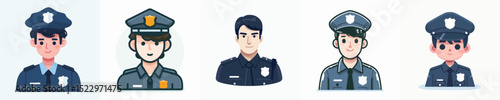 vector of a young man wearing a police uniform