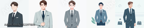 vector of a young man wearing an office suit