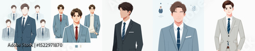 vector of a young man wearing an office suit