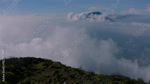 peak of sindoro mountain view on the morning