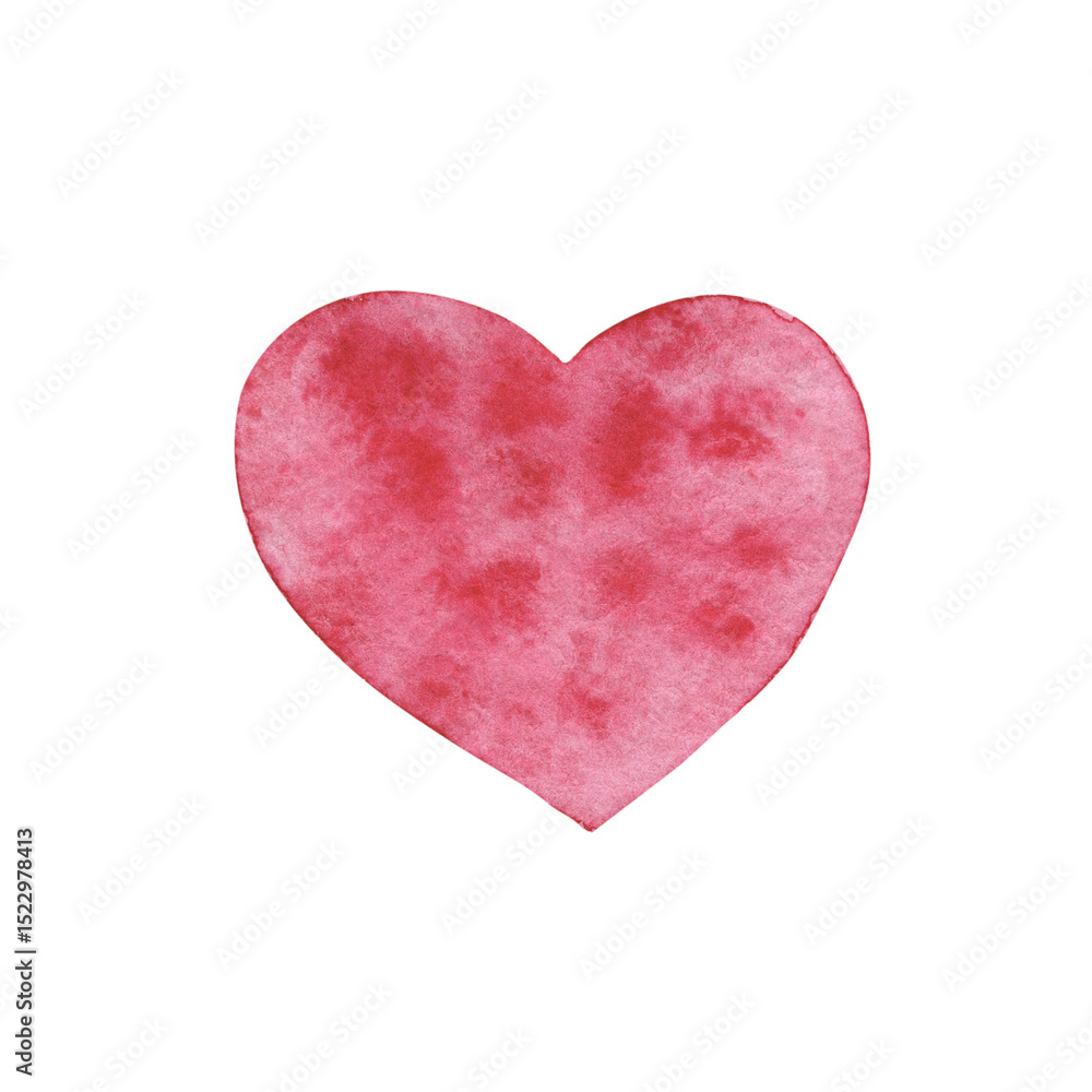 Watercolor textured beautiful pink hand painted heart in speckled wet effect Watercolor textured beautiful pink hand painted heart in speckled wet effect