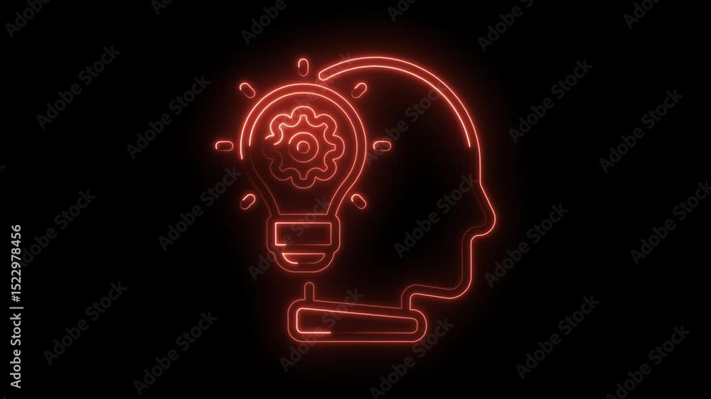 Brainstorming creative ideas with innovative thinking inside a glowing neon light bulb and human profile Brainstorming creative ideas with innovative thinking inside a glowing neon light bulb and human profile