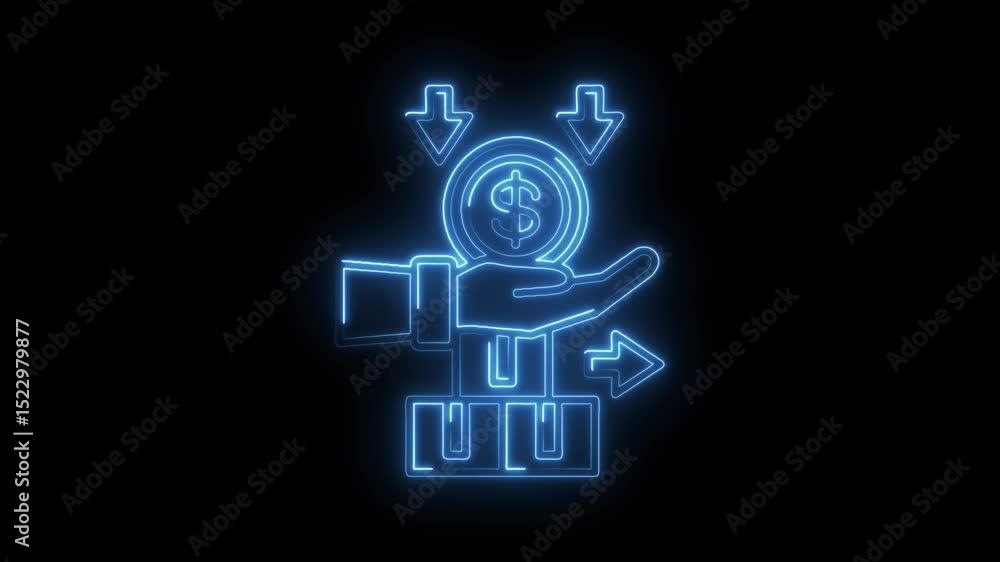 Neon glowing illustration of income and expenses financial management concept for business Neon glowing illustration of income and expenses financial management concept for business