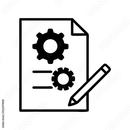 Document with gears and pencil icon
