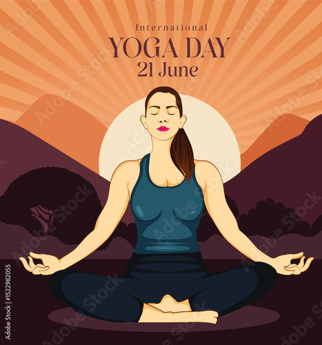 Yoga day vector art illustration