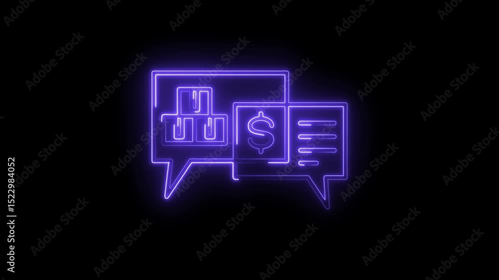 Neon style sale chat bubble animation online shopping with shipping and discount offer Neon style sale chat bubble animation online shopping with shipping and discount offer
