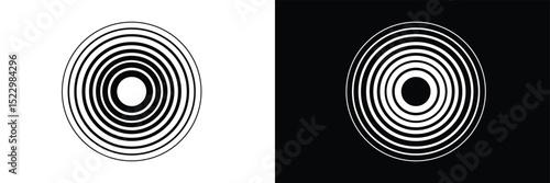 Abstract, hypnotic background with concentric circles. Colorful halftone graphic design elements. Sound wave vector illustration.