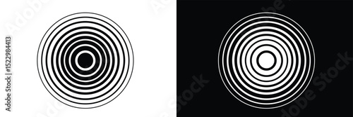 Abstract, hypnotic background with concentric circles. Colorful halftone graphic design elements. Sound wave vector illustration.