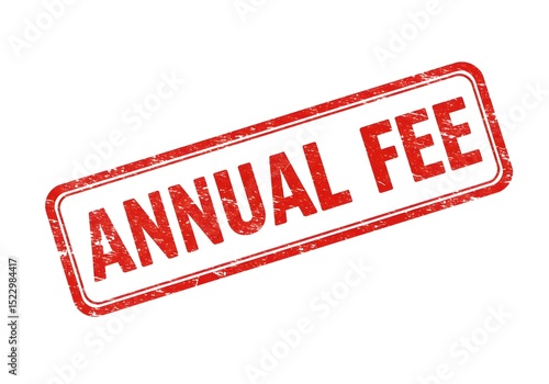 A red annual fee stamp on a white background indicating recurring yearly cost or membership charge