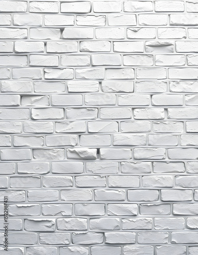 Weathered vintage brick wall with cracked white-gray patina and rough stone texture background panorama., flat papercut style. White tone