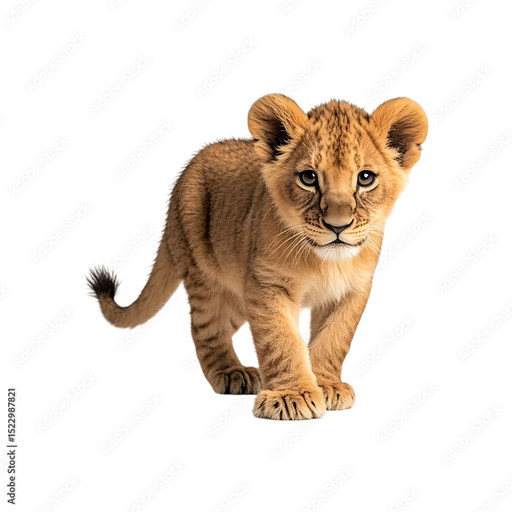 Adorable Lion Cub Against Transparent Background Adorable Lion Cub Against Transparent Background