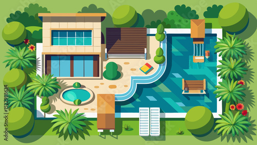 Luxury Outdoor Pool Design with Relaxing Seating Area