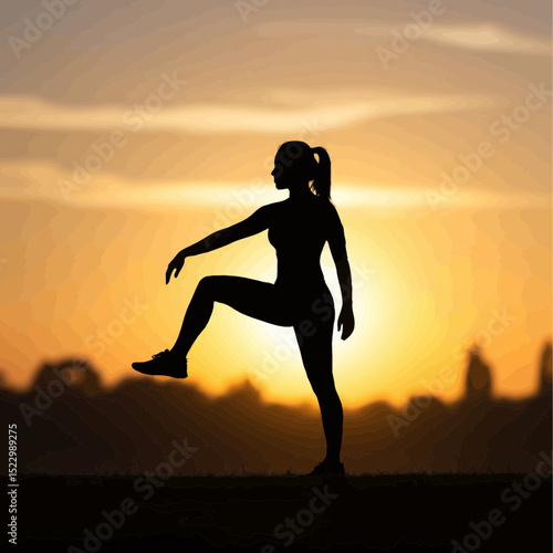 Woman Warming Up for Morning Workout Outdoors - Fitness Routine and Healthy Lifestyle