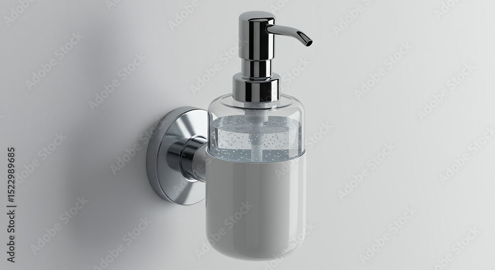 Obraz premium Chrome soap dispenser on wall