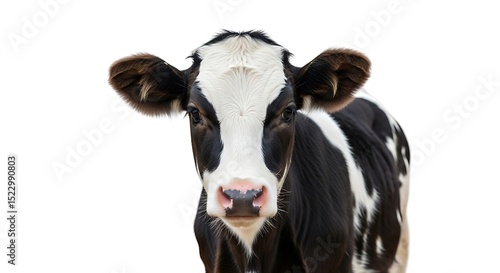 Wallpaper Mural Close up portrait of adorable black and white cow against a clean white background Torontodigital.ca